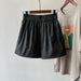 Color-Dark Grey-High Waist Casual Shorts Summer Niche Chic Elastic Waist A line Outerwear Wide Leg Pants-Fancey Boutique