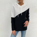 Color-Spring Autumn Women Clothing round Neck Long Sleeve Black White Stitching Hooded Pullover Tops Sweater-Fancey Boutique