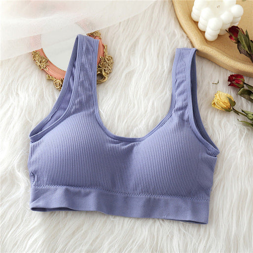 Color-Blue-Finetoo Top Sexy Seamless Underwear U-Shaped Back Street Women Workout Top Vest-Fancey Boutique