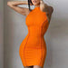 Color-Summer Women Round Neck Sleeveless Solid Color Slim Sheath Dress-Fancey Boutique