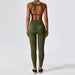 Color-Bra Trousers Forest Green-Quick Drying Nude Feel Yoga Clothes Push up Beauty Back Workout Clothes Pocket Hip Raise Skinny Sports Suit-Fancey Boutique