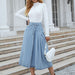 Color-Women Clothing Casual Trend High Waist Slimming All Matching A line Split Denim Skirt-Fancey Boutique