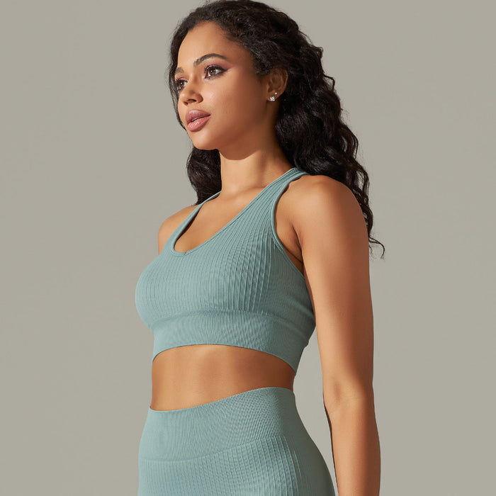 Color-Knit Breathable Yoga Vest Running Exercise Underwear Seamless Back Shaping Shockproof Push Up Sports Bra-Fancey Boutique
