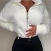 Color-Autumn Winter Long Sleeve Soft Warm Stand Collar Zipper Fleece Pullover Women-Fancey Boutique