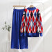 Color-Abstract Gorgeous Jacquard Knitting sets Two Piece Loose Slimming Sports Casual Autumn Winter-Fancey Boutique