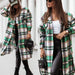 Color-Autumn Winter Polo Collar Single-Breasted Long Sleeve Plaid Shacket Coat-Fancey Boutique