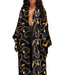 Color-Gold Chain with Black Background-Coat Artificial Silk Multi Print Casual Trench Coat-Fancey Boutique