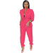 Color-Coral Red-Spring Autumn Solid Color Lace-up Long Sleeve Small Blazer Casual Jogger Pants Suit-Fancey Boutique