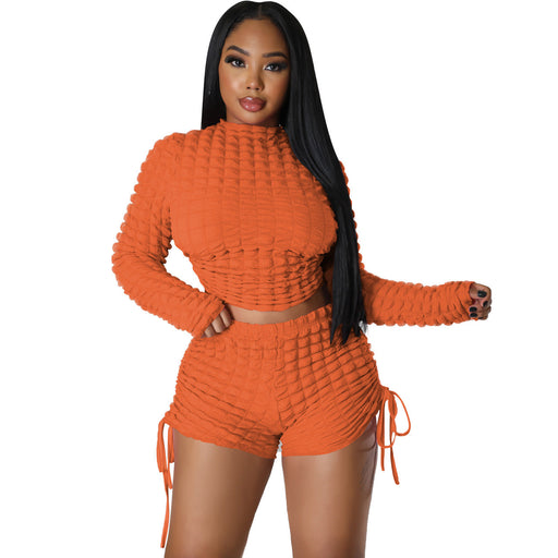 Color-Orange-Women Clothing Sexy Popcorn Backless Two Piece Set Women Clothing-Fancey Boutique