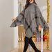 Color-Autumn Winter Irregular Asymmetric Turtleneck Plaid Cape Sweater for Women-Fancey Boutique