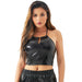 Color-Women Clothing Series Neck Tube Top Sexy Backless Metal Patent Leather Sling Sexy Slim Vest-Fancey Boutique