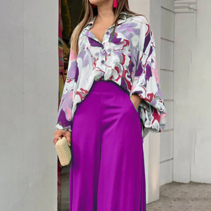 Color-Women Clothing Summer Floral Print Shirt Two Piece Set Elegant Casual Set-Fancey Boutique