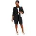 Color-Black-Women Clothing Suit Shorts Jacket Two-Piece Set Spring Summer Office-Fancey Boutique