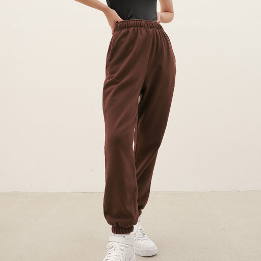 Color-Casual Sports Pants Pure Cotton Terry Women Clothing Exclusive High Waist Pants Ankle Tied Long Sweatpants-Fancey Boutique