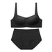 Color-Black Suit-Women Korean Seamless Square Collar Tube Top Underwear Thin Wireless Soft Support Small Chest Comfortable Jelly Bra Set-Fancey Boutique