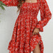 Color-Spring Summer Floral Long Sleeve Midi Dress for Women-Fancey Boutique