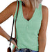 Color-Summer Women Breasted Knitted Vest Solid Color V neck Sleeveless Top Women-Fancey Boutique