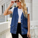 Color-Denim Waistcoat Vest Multi Pocket Personalized Spring Autumn Washed Waistcoat Women-Fancey Boutique