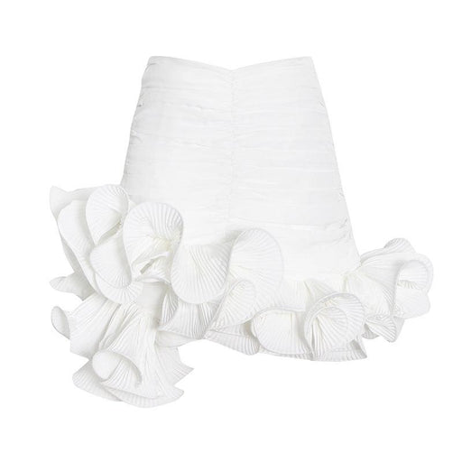 Color-Niche Design Pettiskirt Milky White Package Hip With A Zipper Wooden Ear Short Stitching Skirt Women-Fancey Boutique