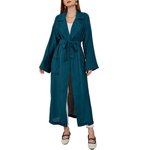 Color-Blue-French Women Spring Autumn Coat Korean British Casual Tall High Grade Windbreaker Women-Fancey Boutique