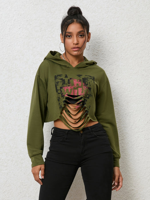 Color-Winter Women Clothing Personalized Hip Hop Trendy Solid Color Printing Sweater Cropped Hollow Out Cutout Top for Women-Fancey Boutique