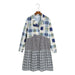 Color-Multi-Autumn Women Clothing Long Sleeve Collared Printed Checks Dress-Fancey Boutique