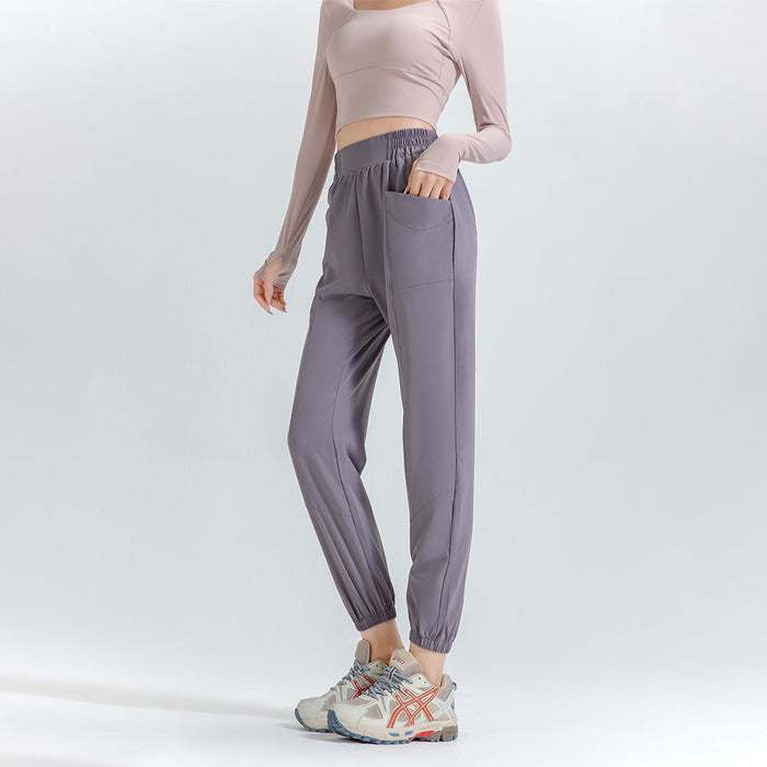 Color-Gray-Thin Loose Tappered Sports Pants Women Running Training Quick-Dry Pants Outdoor Wear Fitness Pocket Yoga Pants Summer-Fancey Boutique