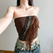 Color-Exotic Ethnic Metal Vintage Ornament Burrs Tube Top Two Piece Waste Soil Sexy Slim Fit Inner Wear Vest Top-Fancey Boutique