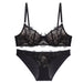 Color-French Ultra-Thin Soft Lace Breathable Sexy Women Bra Panties Set Push Up Big Breasts Contrast Bra-Fancey Boutique