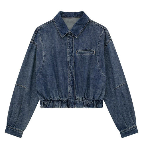 Color-Blue-Fall Women Clothing Denim Bomber Jacket Jacket-Fancey Boutique