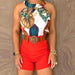 Color-Tropical Printing Sexy Sleeveless Top Suit Shorts-No Belt Required-Fancey Boutique