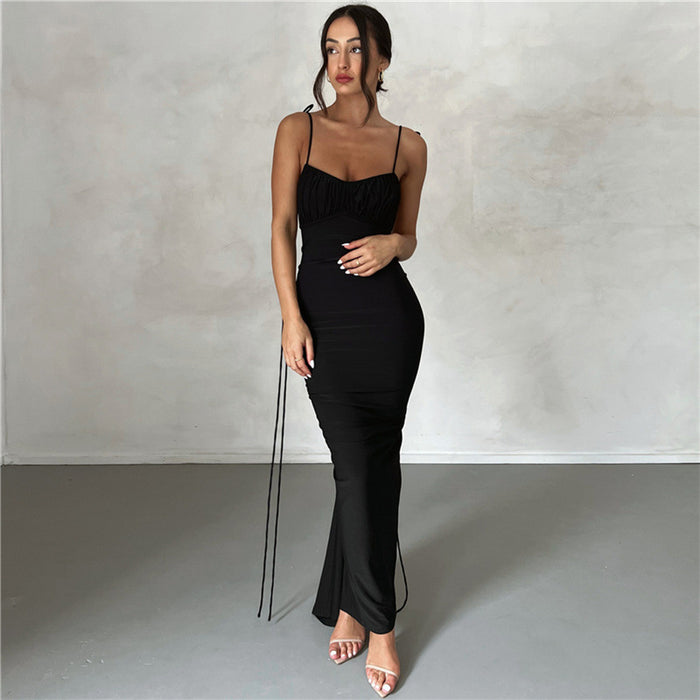 Color-Women Summer Women Clothing Suspenders Sexy Backless Slim Fit Sheath Elegant Dress-Fancey Boutique