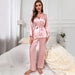 Color-Long Sleeved Trousers Homewear Suit Simple Lace Pajamas Two-Piece Summer Thin Women Ice Silk Pajamas-Fancey Boutique