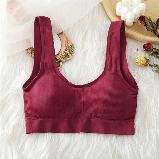 Color-Red-Finetoo Top Sexy Seamless Underwear U-Shaped Back Street Women Workout Top Vest-Fancey Boutique