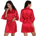 Color-Jujube Red-Ladies Robe Artificial Silk Satin Kimono Gown Glossy Solid Color Thin Cardigan Gown Summer Sexy Short Bathrobe-Fancey Boutique
