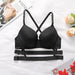Color-Black-Backless Bra Sexy One Piece Cross Sports Underwear with Steel Ring Back-Fancey Boutique