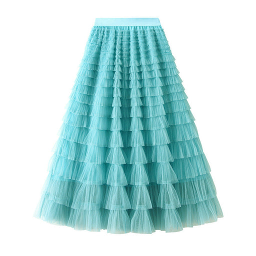 Color-Turquoise-Skirt Women Clothing Spring Autumn Ladies Figure Flattering Tiered Skirt-Fancey Boutique