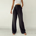 Color-Black-Bandage Wide Leg Pants for Women Autumn Winter Office Mopping Wide Leg Pants-Fancey Boutique