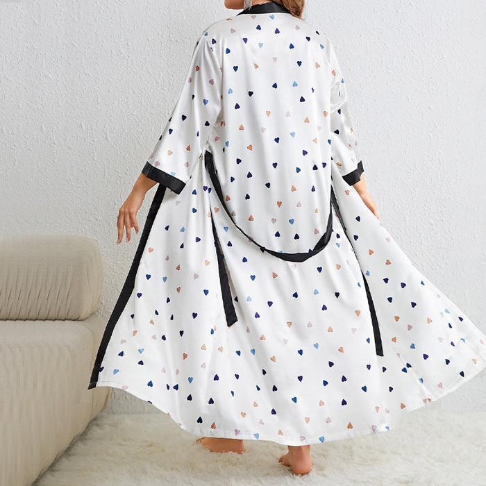 Color-Plus Size Cartoon Sling Nightgown Suit Women Casual Homewear Spring Autumn Lace up Nightgown-Fancey Boutique