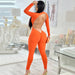 Color-Autumn Deep V Plunge neck Long Sleeved Leggings Women Sexy Backless Tight Jumpsuit-Fancey Boutique