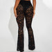 Color-Summer Women Clothing Sexy See through Lace Women Trousers Bell Bottom Pants-Fancey Boutique