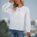Color-White-Autumn Winter Long Sleeve round Neck Shirt Women Top-Fancey Boutique