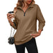 Color-Camel-Autumn Winter Women Half Long Sleeve Zipper Sweatshirt Pullover Fleece Sweater-Fancey Boutique