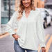 Color-White-Fall Women Clothing Jacquard T shirt V neck Loose Long Sleeve Umbrella Sleeve Top-Fancey Boutique