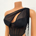 Color-Women Clothing Sexy Mesh See-through Irregular Asymmetric Top Two-Piece Set-Fancey Boutique