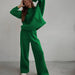 Color-Green-Autumn Winter Loose Exercise Hooded Sweater Set Women Casual Straight Leg Pants Two Piece Set-Fancey Boutique