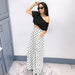 Color-White Polka Dot-Personality Houndstooth Printed Flared Pants Wide Leg Casual Pants Autumn Winter Wide Leg Pants Plus Size-Fancey Boutique