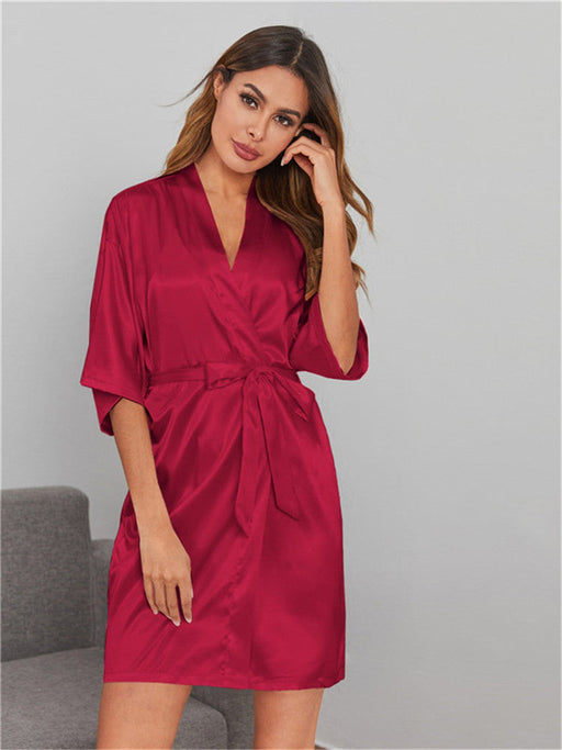 Color-Red-Bathrobe Night-Robe Women Sexy Home Wear Pajamas-Fancey Boutique