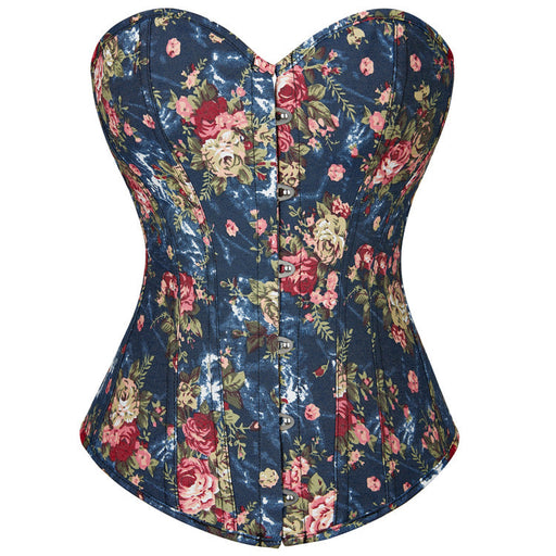 Color-Retro Palace Blue Small Floral Shapewear Women Bodybuilding Girdle Girdle-Fancey Boutique