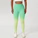 Color-Light Green Yellow-Gradient Seamless Yoga Pants Women Hanging Dyed Peach Hip Lifting Sport Tights High Waist Belly Contracting Running Fitness Pants-Fancey Boutique